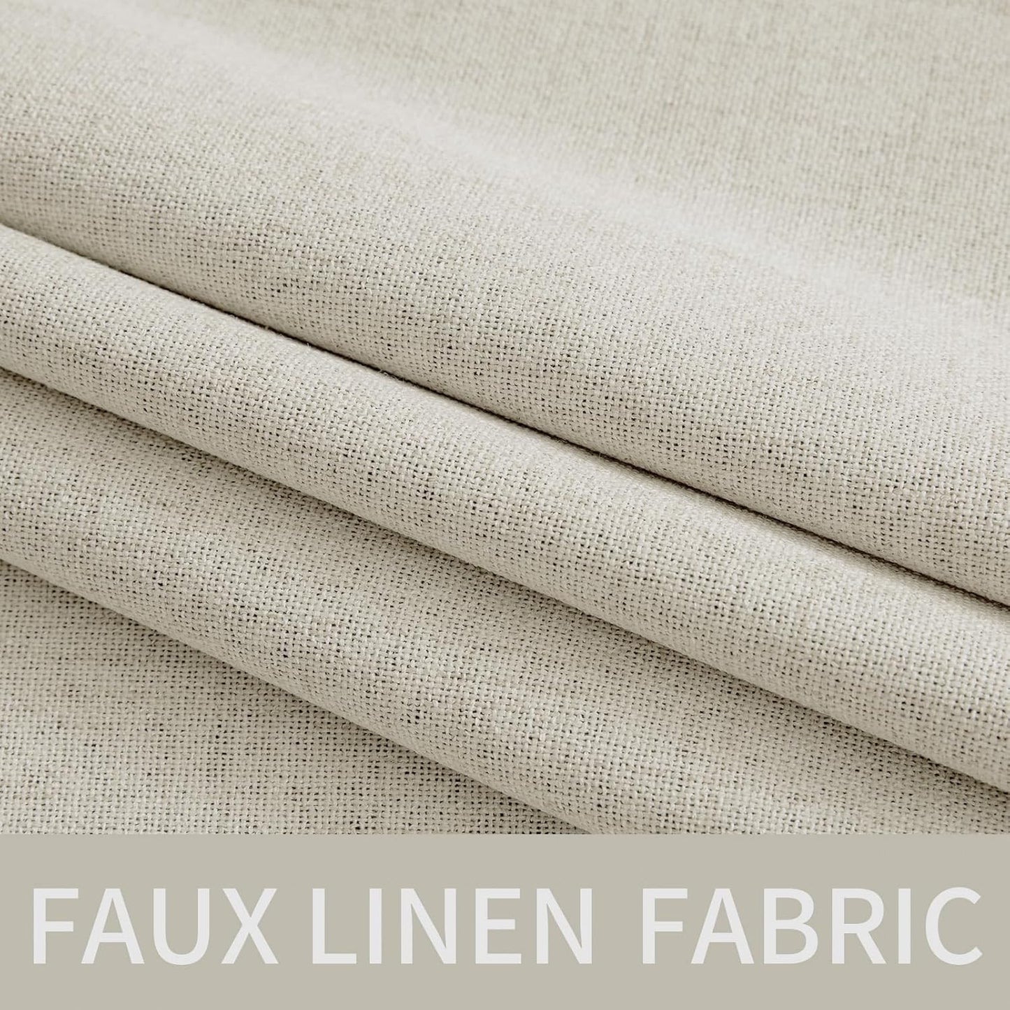 MIULEE Linen Texture Curtains - 100% Blackout Thermal Insulated Drapes | Light Cream, 52x108 Inch (2 Panels)