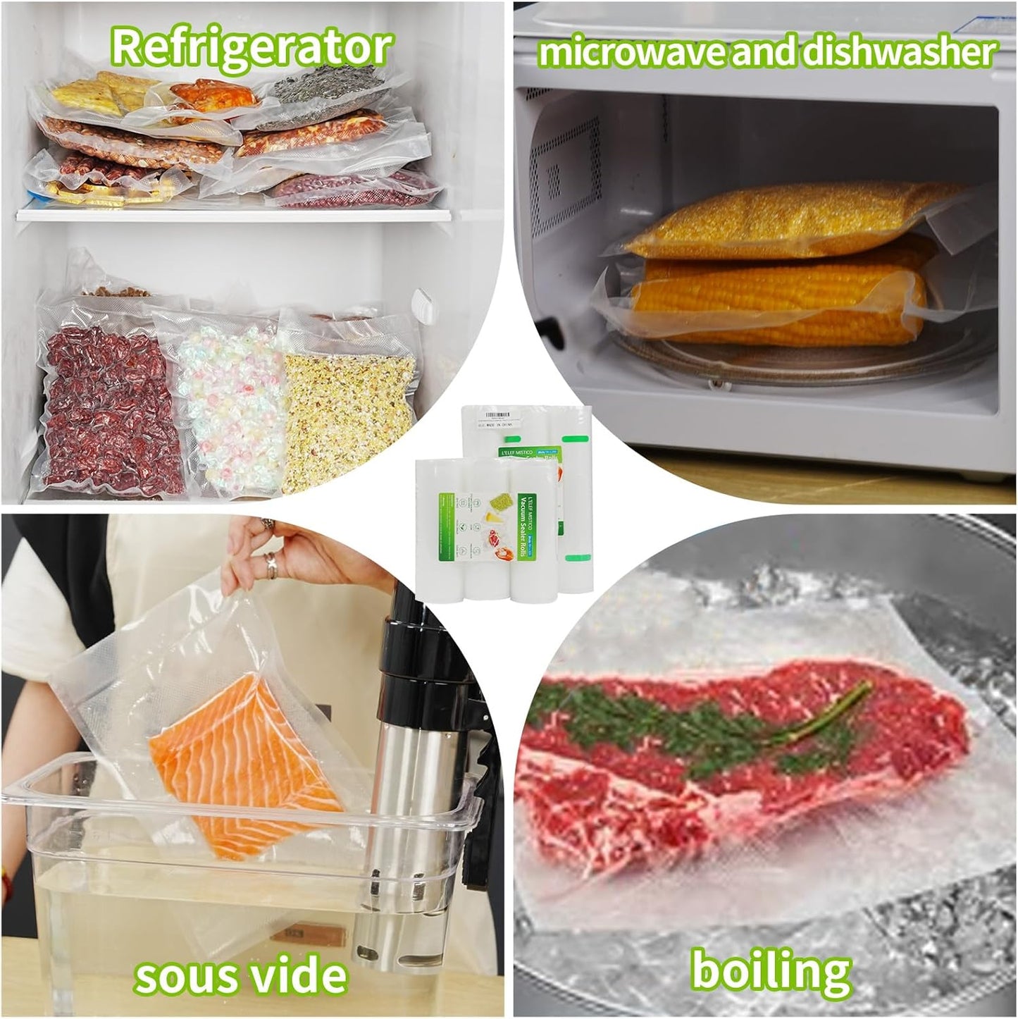 L'ELEF MISTICO Vacuum Sealer Bags - BPA-Free Food Saver Rolls, 11''X20'' (3 Pack) for Meal Prep & Sous Vide