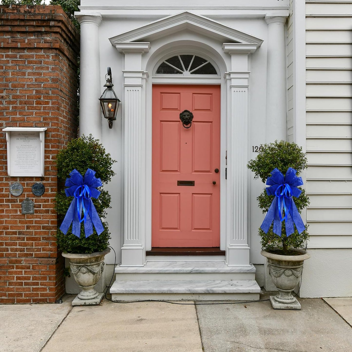 Skiennix Large Dark Blue Burlap Bow - Perfect for Wreaths & Spring Decor | Holiday Party Accent