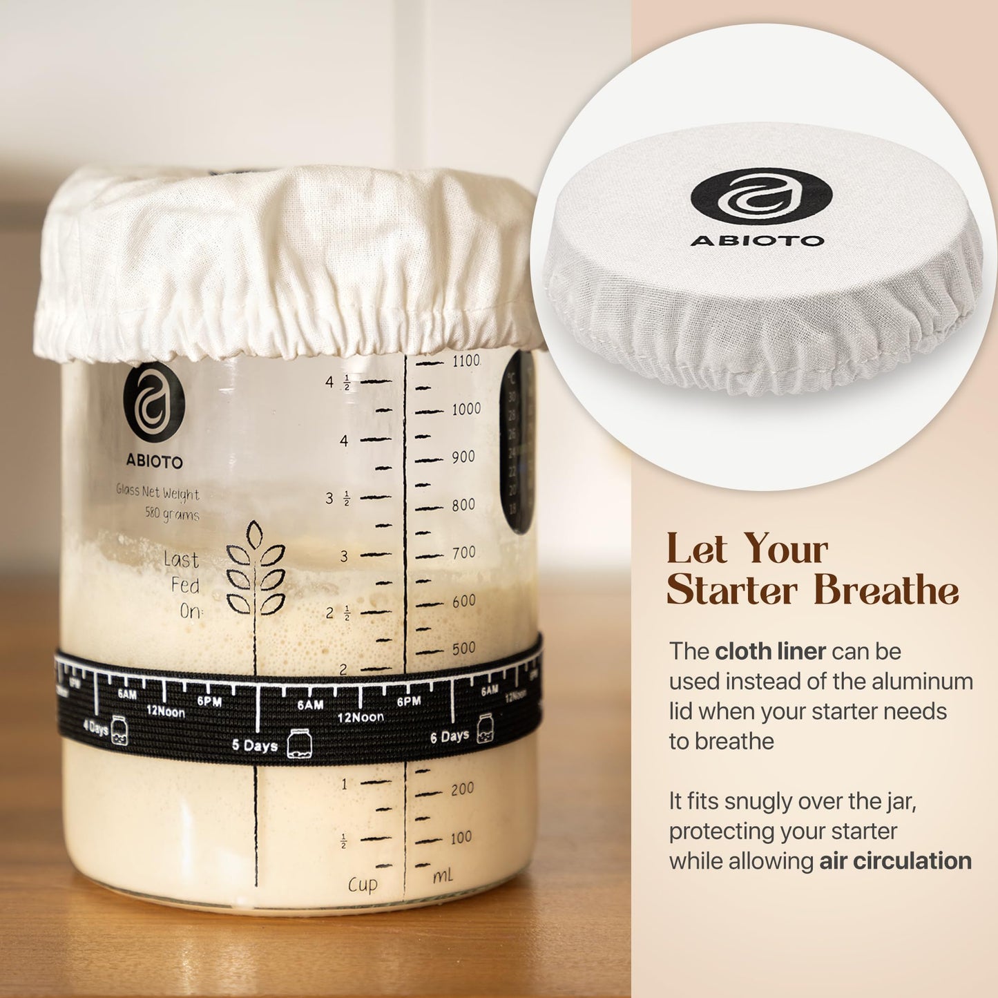 Sourdough Starter Kit with 40 oz Glass Jar – Extra Thermometer Strips and Breathable Covers Included in Sourdough Starter Jar Kit – A Perfect Sourdough Bread Starter Kit for Beginners to Expert