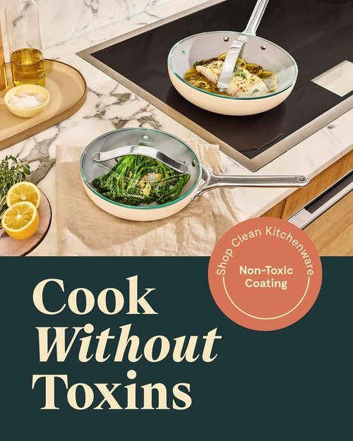 Caraway Ceramic Fry Pan Duo - Non-Stick Frying Pans (10.5” & 8”) | Non-Toxic, Oven Safe, Navy