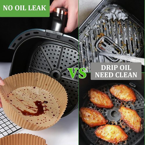200PCS Air Fryer Liners - Round 8 Inch Non-Stick Parchment Paper for 5-8 QT Air Fryers | Waterproof & Oil-Proof
