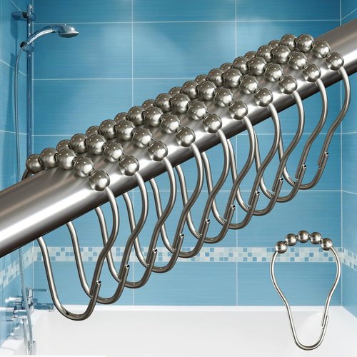 BigFoot Shower Curtain Hooks - 12 Rust-Resistant Stainless Steel Rings for Easy Glide & Secure Hold | Fits Any Shower Rod