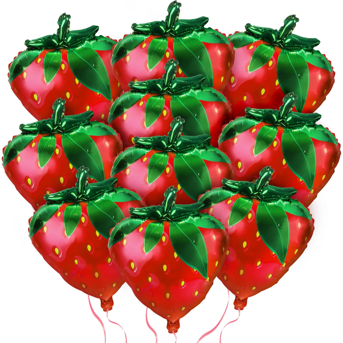 NOVWANG Strawberry Balloons, 18pcs Cute Sweet Strawberry Foil Balloons Party Decorations for Birthday Wedding Baby Shower Party Decorations Supplies