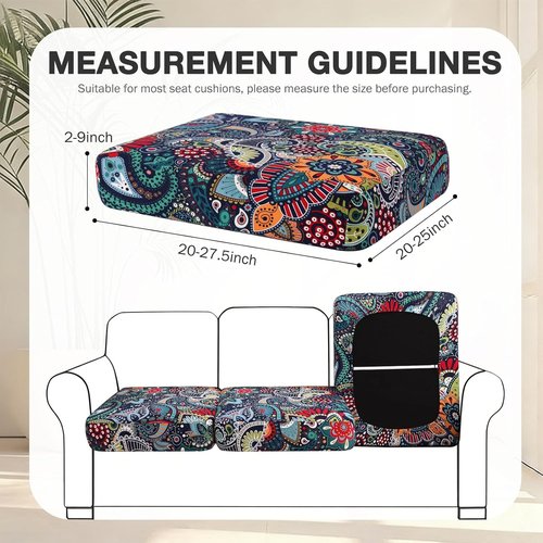 Hyha 8-Piece Patio Cushion Covers - Washable Stretch Slipcovers for Outdoor Furniture Cushions | Paisley Design