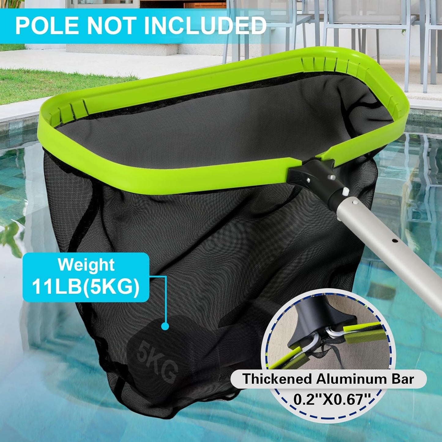 Sepetrel Pool Net - 20 Inch Heavy Duty Leaf Skimmer with Nylon Deep Bag & Aluminum Frame