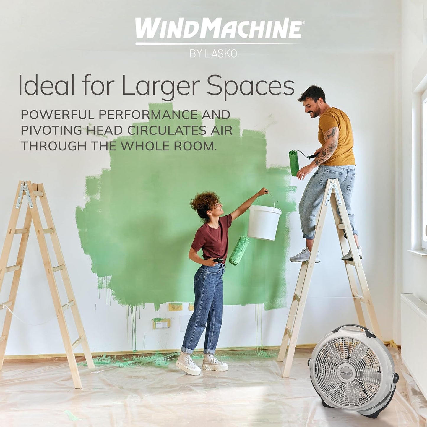Lasko Wind Machine Fan - Powerful 20" Air Circulator with 3 Speed Settings | Sleek Gray Design