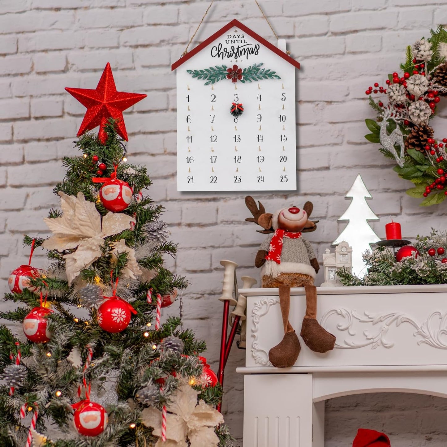 Regine Switzerland Christmas Countdown Calendar - Rustic Wooden Advent Decor for 25 Days Until Christmas