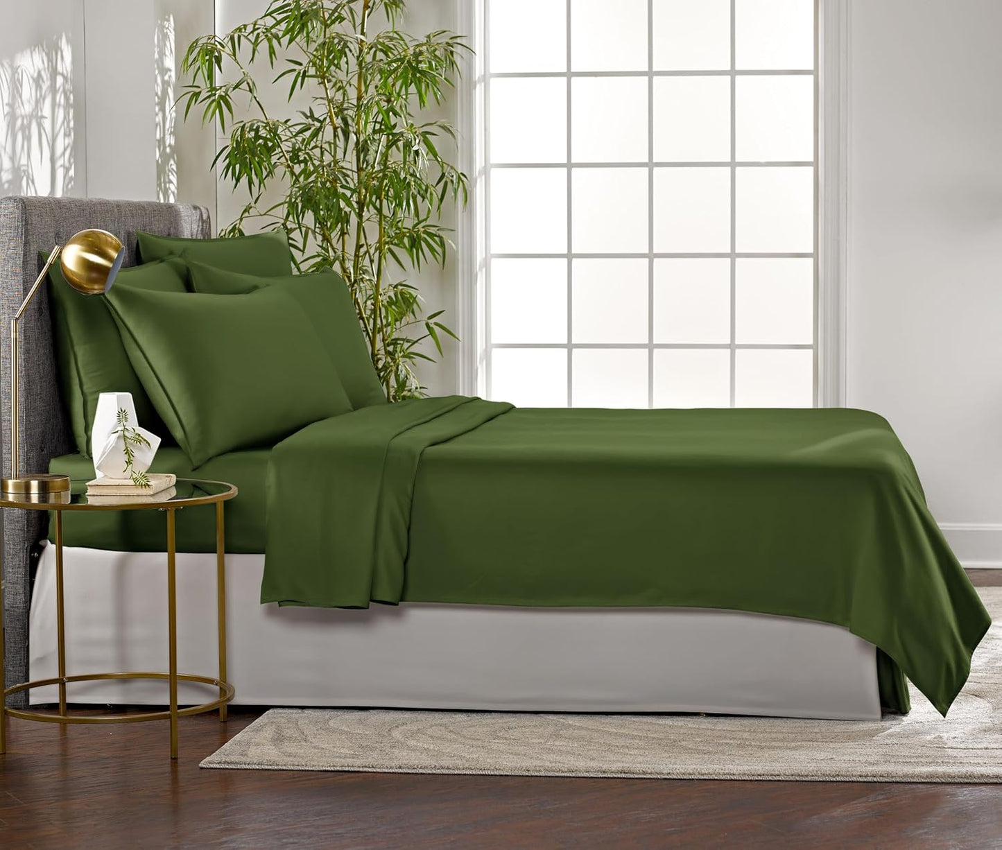 Pure Bamboo King Sheets - Luxuriously Soft 100% Organic Viscose Bed Sheet Set | Cooling & Durable (King, Pesto)