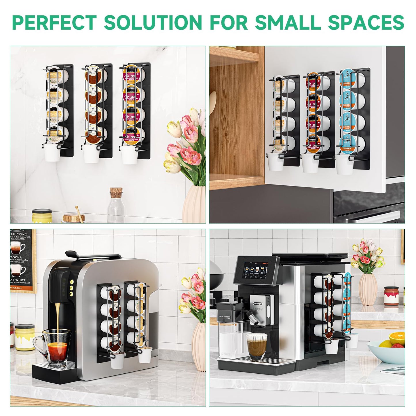 XILIMEN Coffee Pod Holders for Small Countertops, Side Mount Coffee Pod Capsule Organizer & Storage
