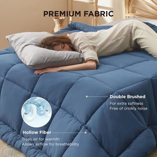 Bedsure Comforter Duvet Insert - All-Season King Size Quilted Down Alternative Bedding, Dark Slate Blue 90 x 102 Inches
