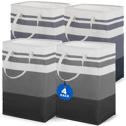 4 Pack Foldable Laundry Basket, 75L Large Laundry Baskets with Handles,Waterproof Laundry Hamper, Foldable Laundry Hampers for Clothes Organizer (2 Colors)