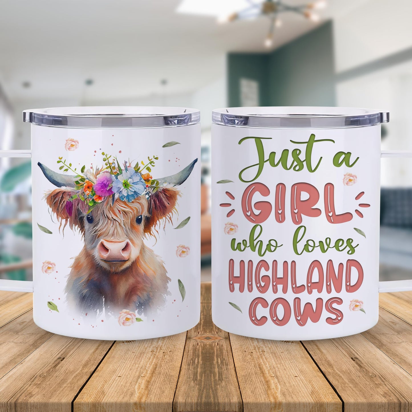 Hyturtle Highland Cow Coffee Mug Stainless Steel 12oz, Cow Gifts For Women, Highland Cow Lover Gift For Girls, Daughter On Birthday Christmas