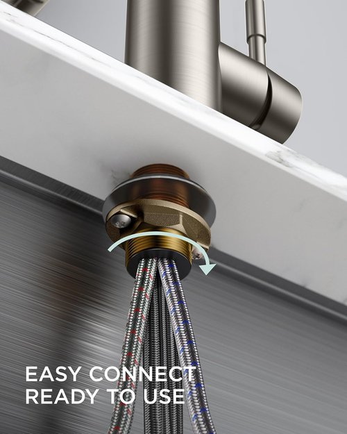 FORIOUS Kitchen Faucet - Brushed Nickel Pull Down Sprayer | Stainless Steel, Classic Design for RV & Utility Room