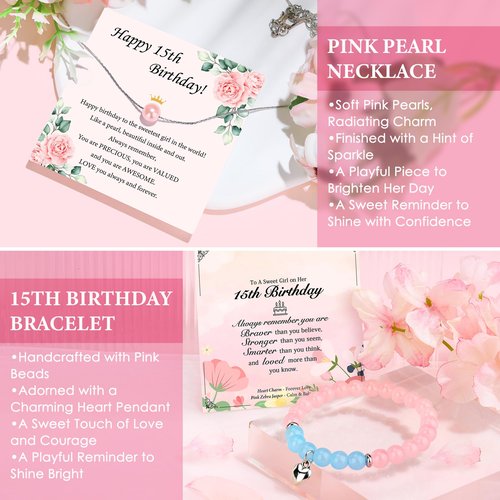15 Year Old Girl Birthday Gifts for 15 Years Old Girl Gift Trendy Stuff Happy 15th Birthday Gifts for Girls Cool 15 Year Olds Gift Ideas Sweet 10th Decoration Present Set with Tumbler Socks Makeup Bag