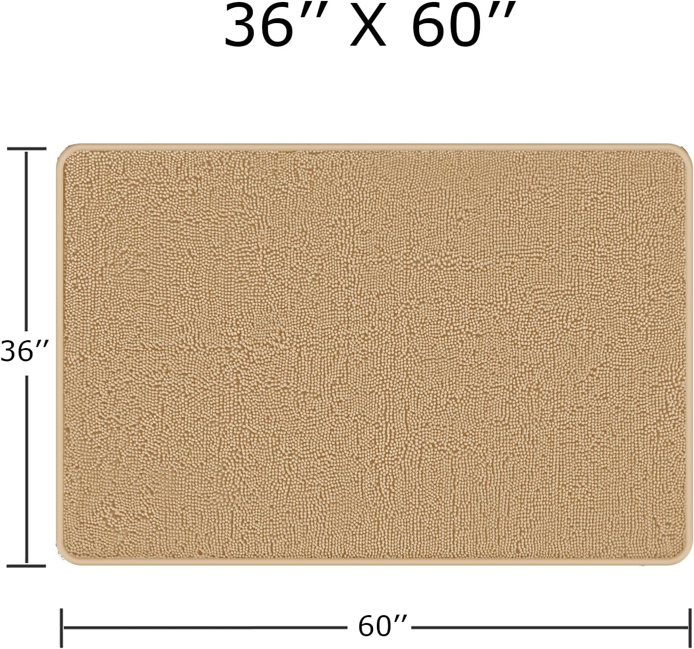 Bathroom Runner Rug 36 x 60 Inch – Extra Large Long Bath Mat | Absorbent and Washable Thick Chenille Bath Rug Non-Slip Runner Rug for Bathroom, Shower, Sink(Beige)
