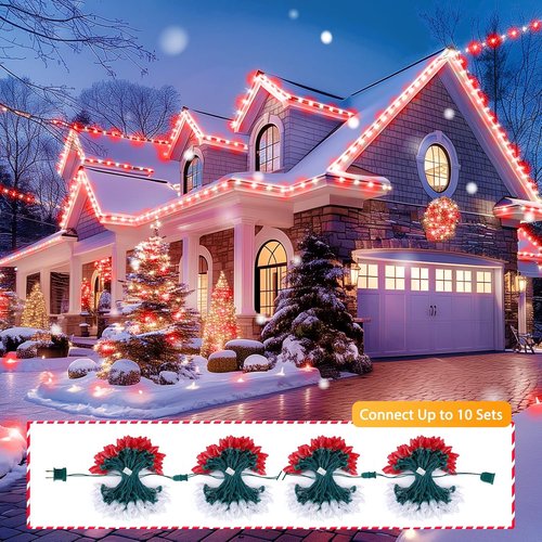 Brightown C9 LED Christmas String Lights - 200 LEDs, 132ft Waterproof Outdoor Decor | Red & White