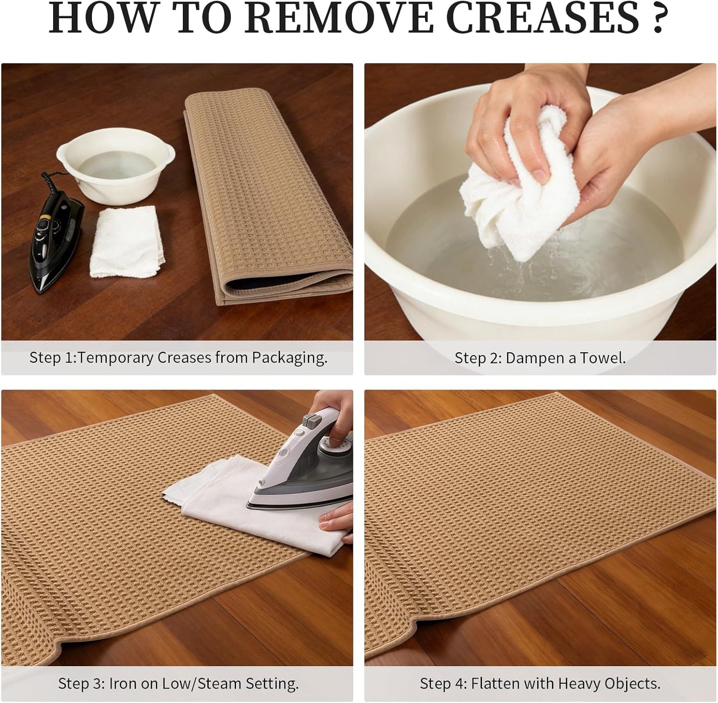 YIHOUSE Indoor Door Mat - Non-Slip Washable Entrance Mat | 24" x 36" Khaki, Dirt Trapper Design