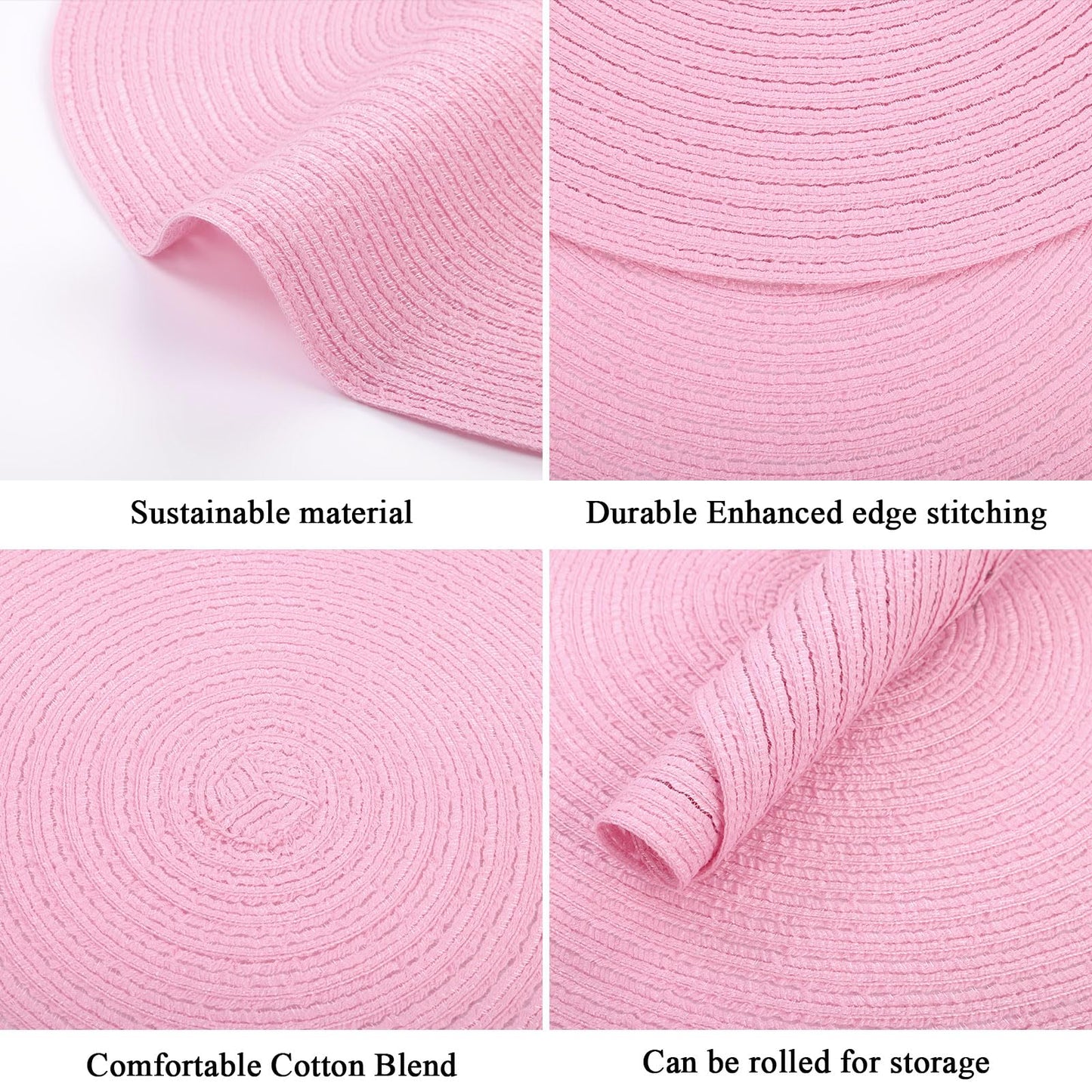 SHACOS Round Braided Placemats Set of 6 Round Table Mats for Dining Tables 15 inch Washable Non Slip Placemats (Pink, 6)