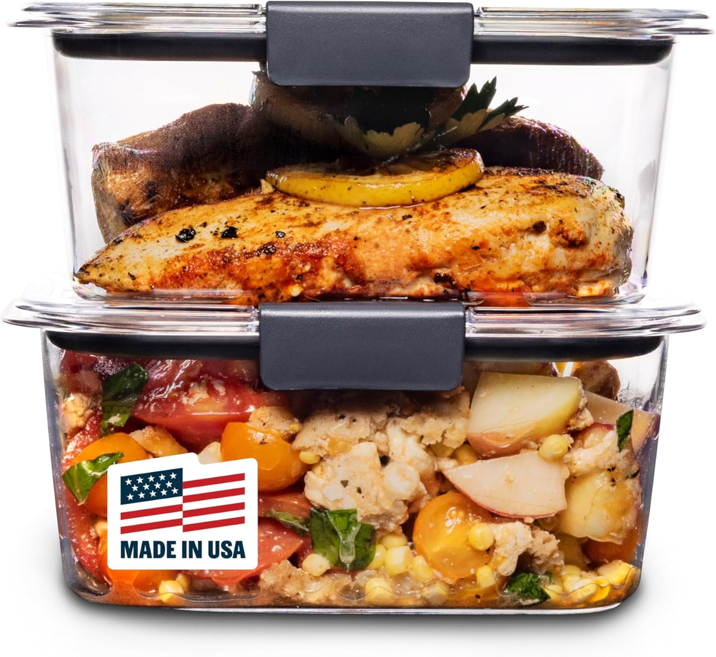 Rubbermaid Brilliance Food Storage Containers - BPA-Free, Airtight & Leak-Proof, 4.7 Cup, 2-Pack