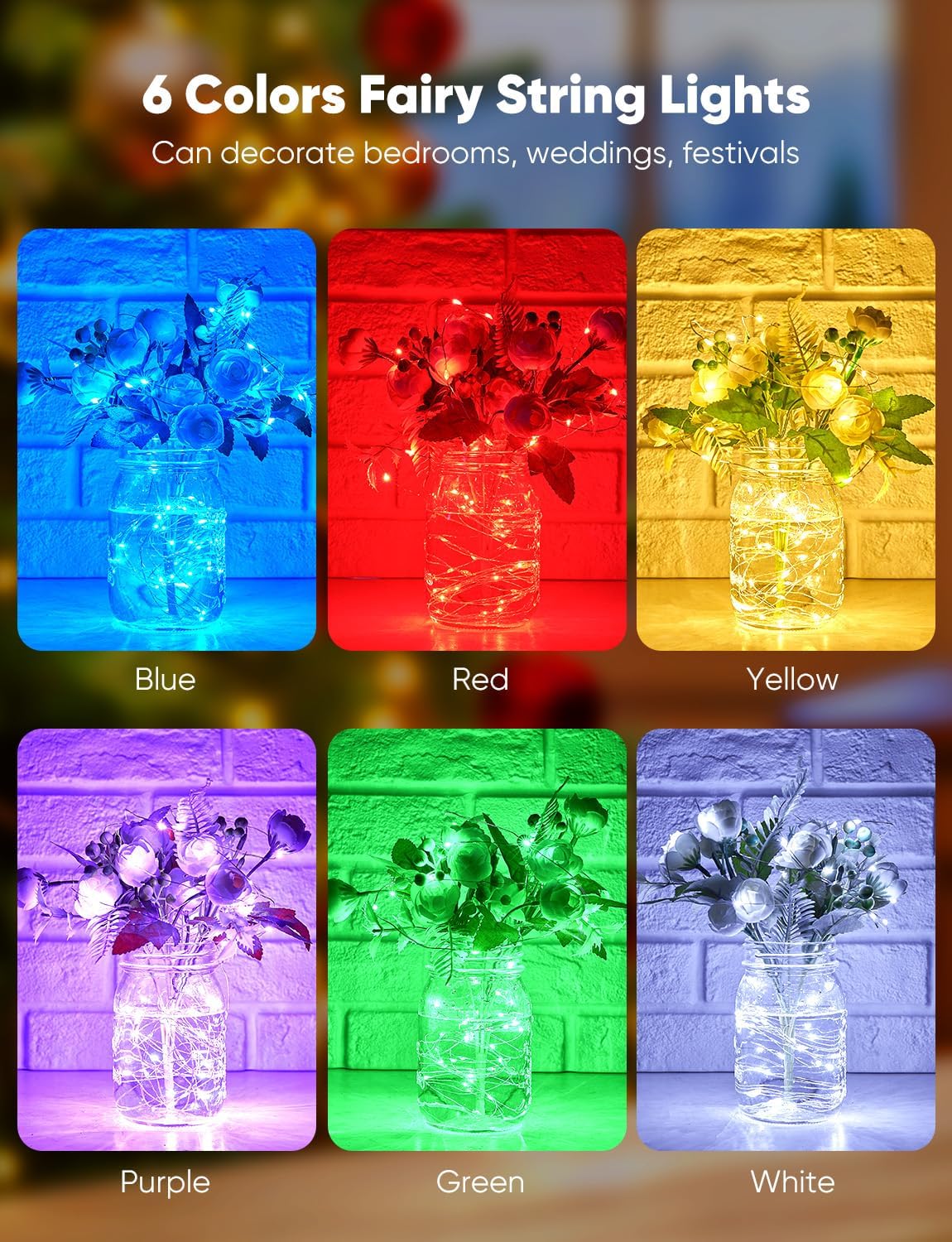 Minetom 12 Pack Fairy Lights - Battery Operated String Lights with 8 Modes | 7ft, 20LED, Waterproof Silver Wire for DIY Decor