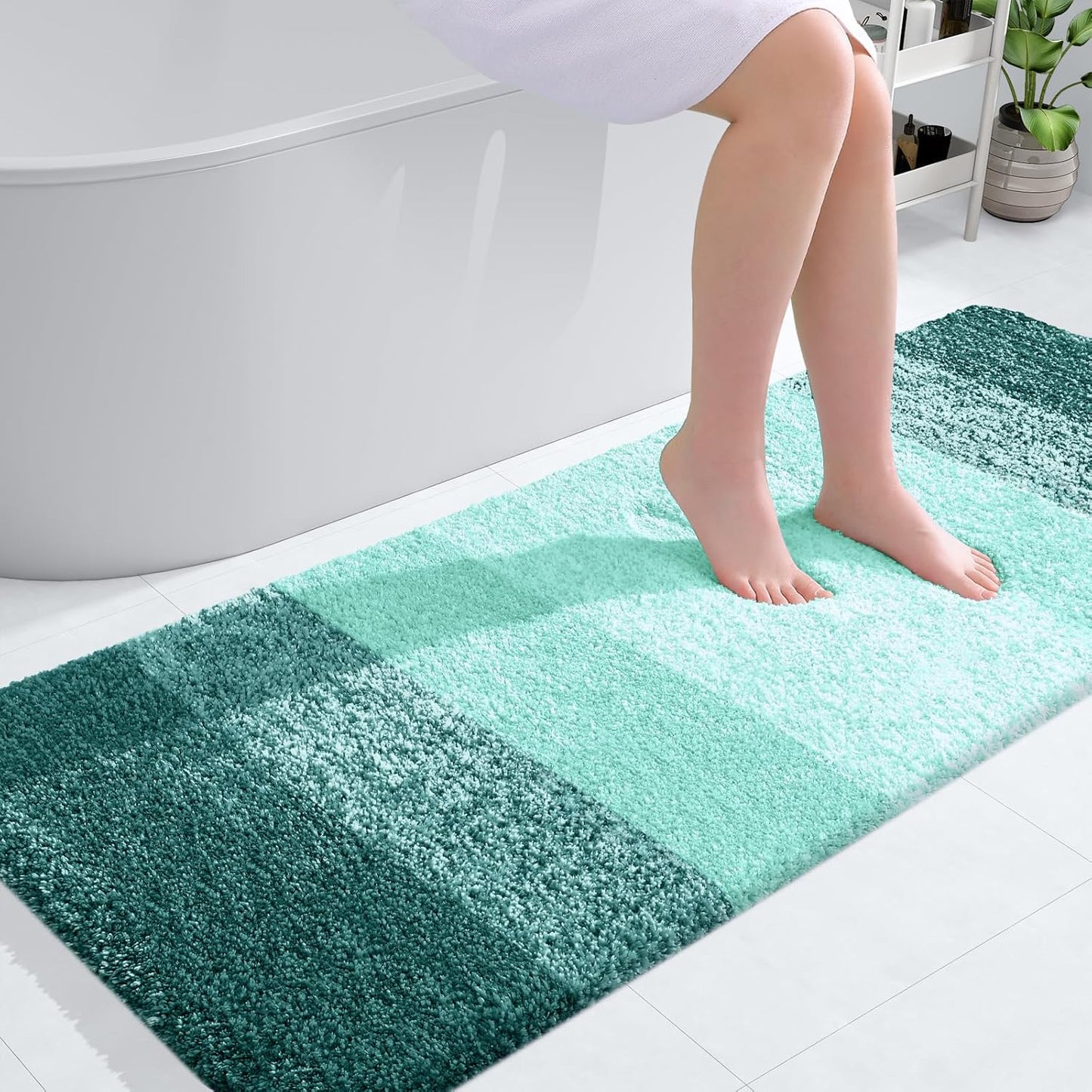 OLANLY Large Bathroom Rug Mat - Extra Soft Microfiber with Rubber Backing | Quick Dry, Washable, Blackish Green 45x27