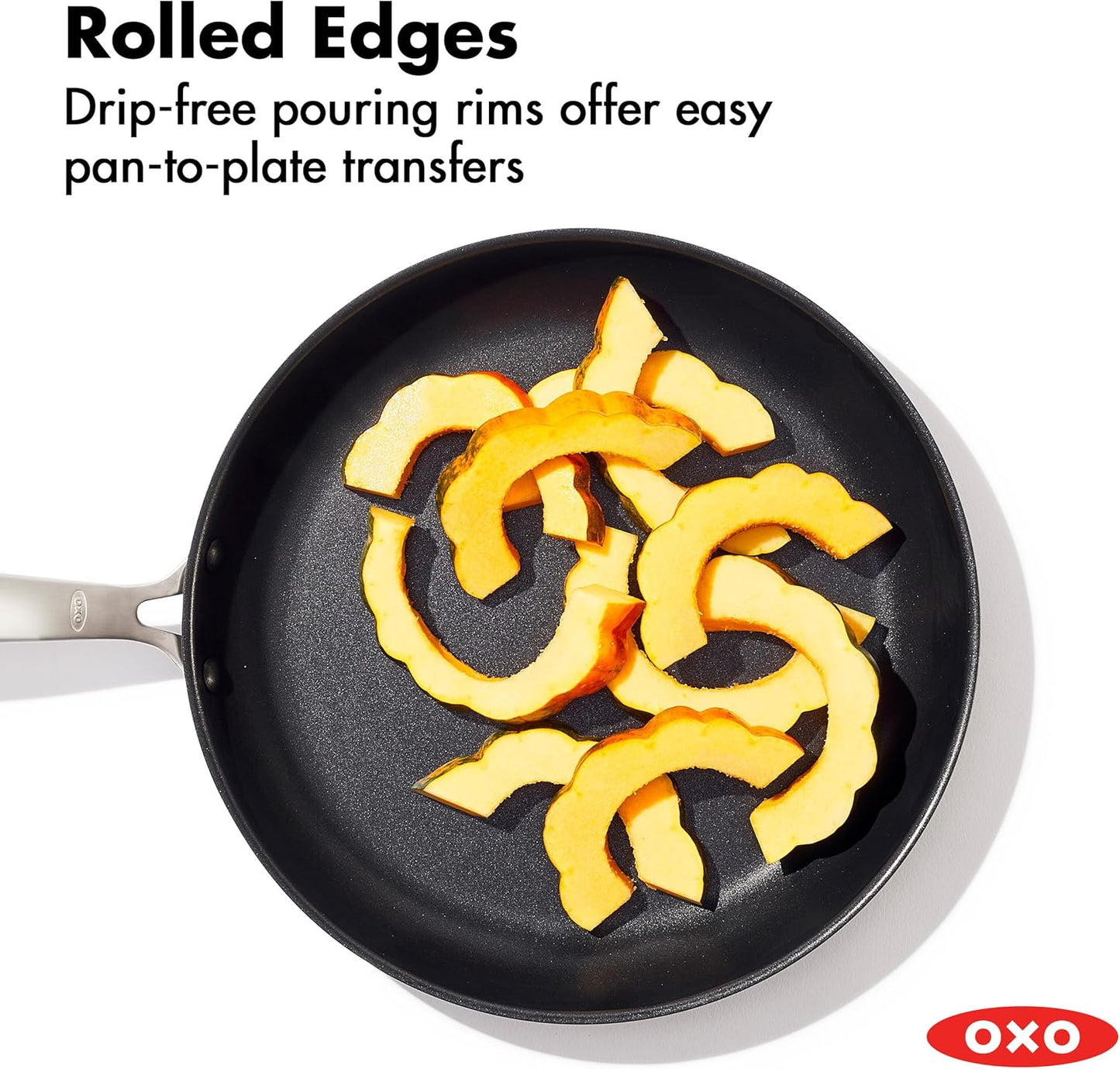 OXO 12” Nonstick Frying Pan Skillet - Durable Ceramic PFAS-Free Cookware with Lid, Storm Blue