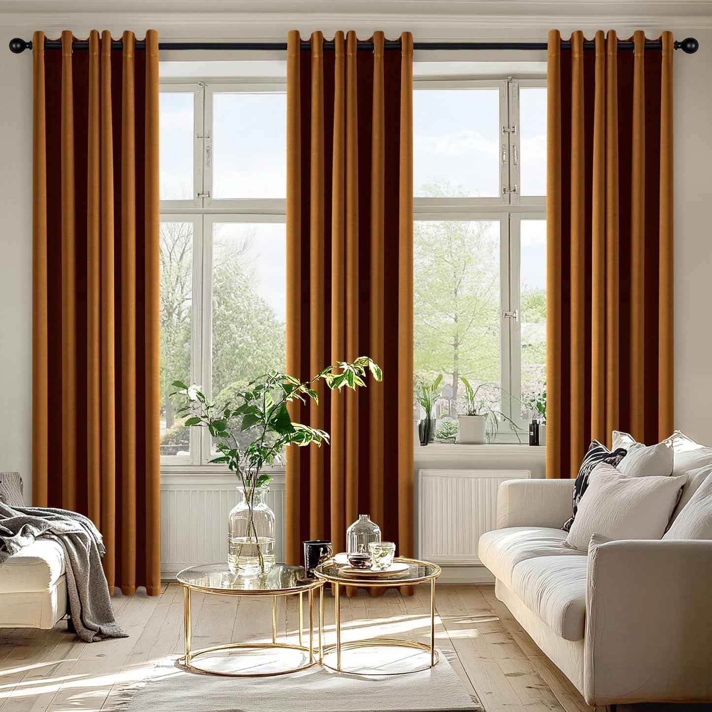 MIULEE Blackout Curtains - Thermal Insulated Room Darkening Drapes | 72-Inch, Gold Brown, 2 Panels