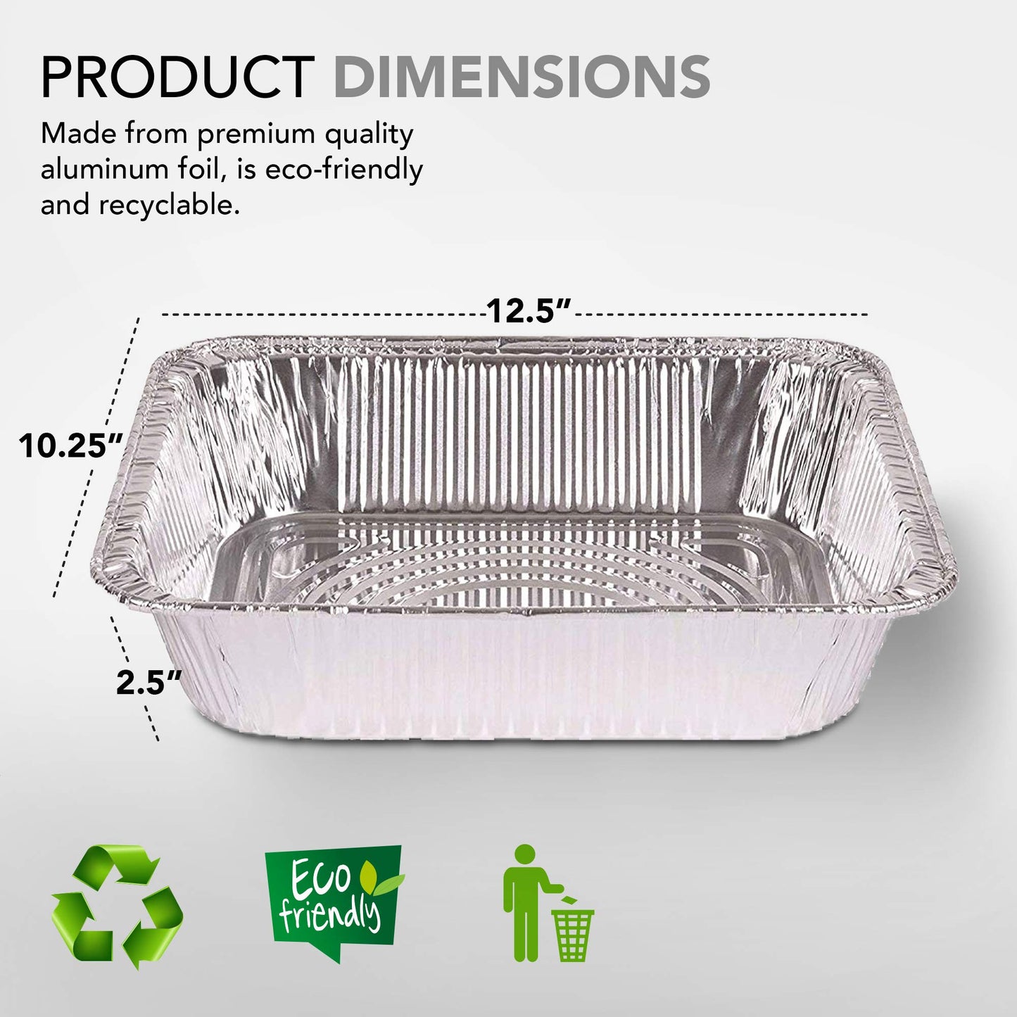 Stock Your Home Aluminum Pans 9x13 Disposable Foil Baking Pans (Pack Of 100) - Half Size Steam Table Deep Pans - Tin Foil Pans Great for Cooking, Heating, Storing, Prepping Food