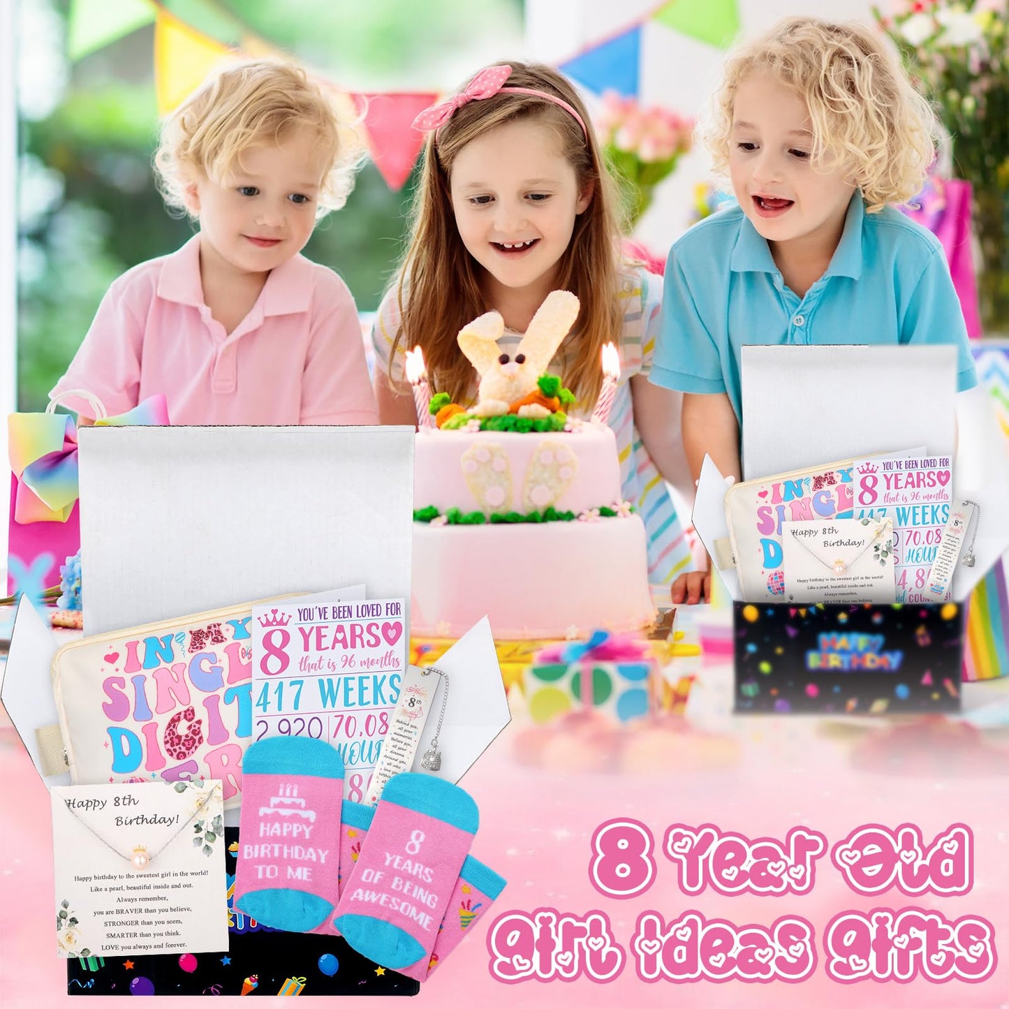 Skylety 8 Year Old Girl Gifts Ideas Gifts for 8 Year Old Beautiful Teen Girls 8 Birthday Decorations Set of Popular Present Basket Box for Her