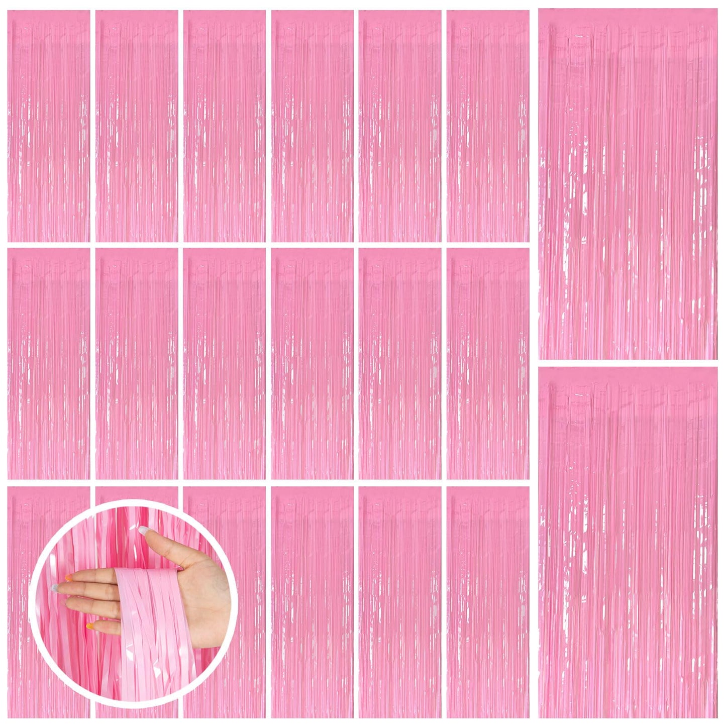 20 Pack Party Backdrop Decorations Pink Tinsel Curtain Party Backdrop Foil Fringe Birthday Decorations Photo Booth Streamer Backdrop Pink Theme Bachelorette Graduation Party Decorations