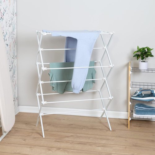 Honey-Can-Do Collapsible Laundry Drying Rack - Portable & Space-Saving Metal Clothes Rack | Ideal for Indoor/Outdoor Use, White