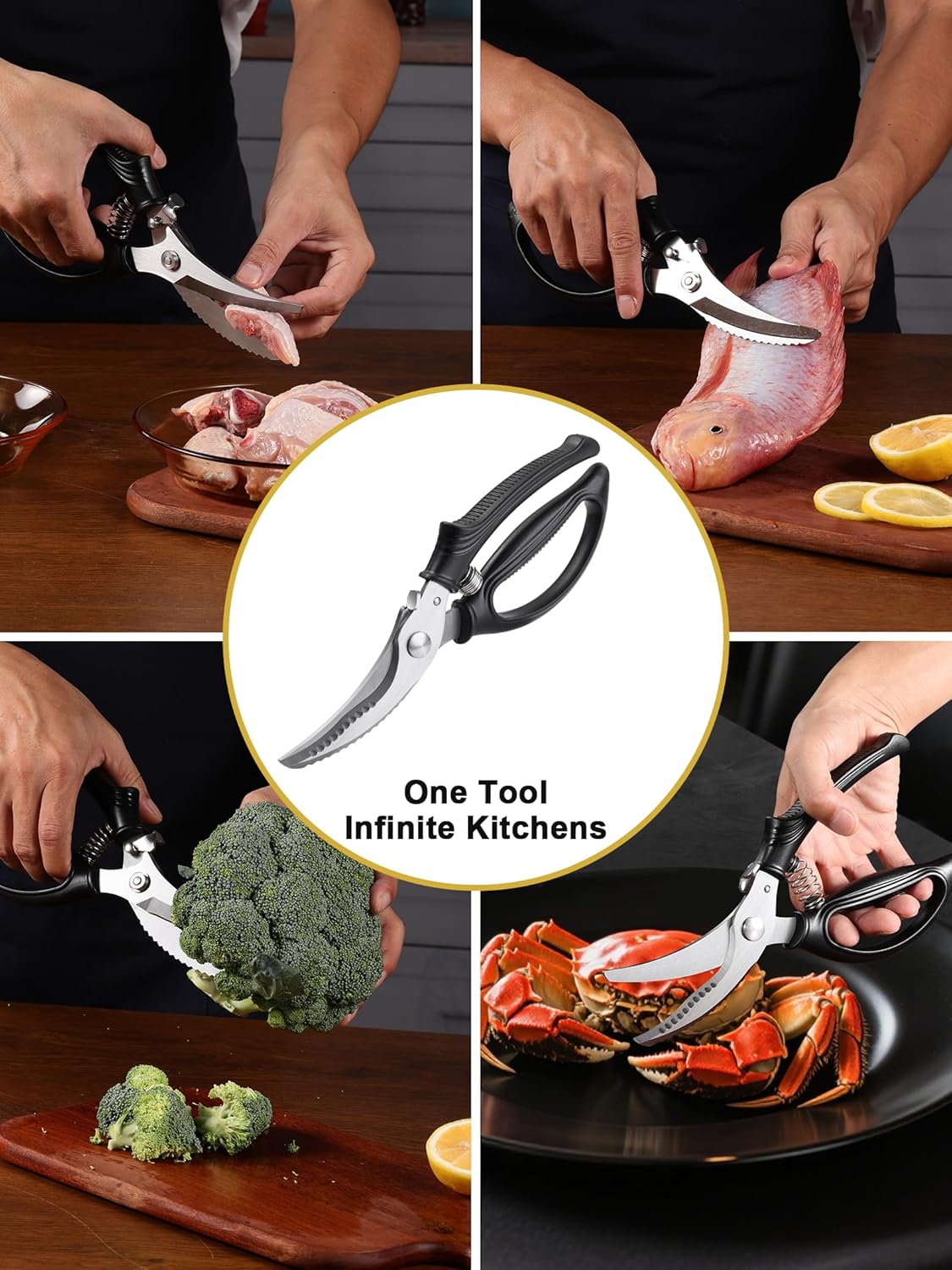 Regine Switzerland Poultry Shears - Heavy Duty Kitchen Scissors with Anti-Slip Handle | Dishwasher Safe