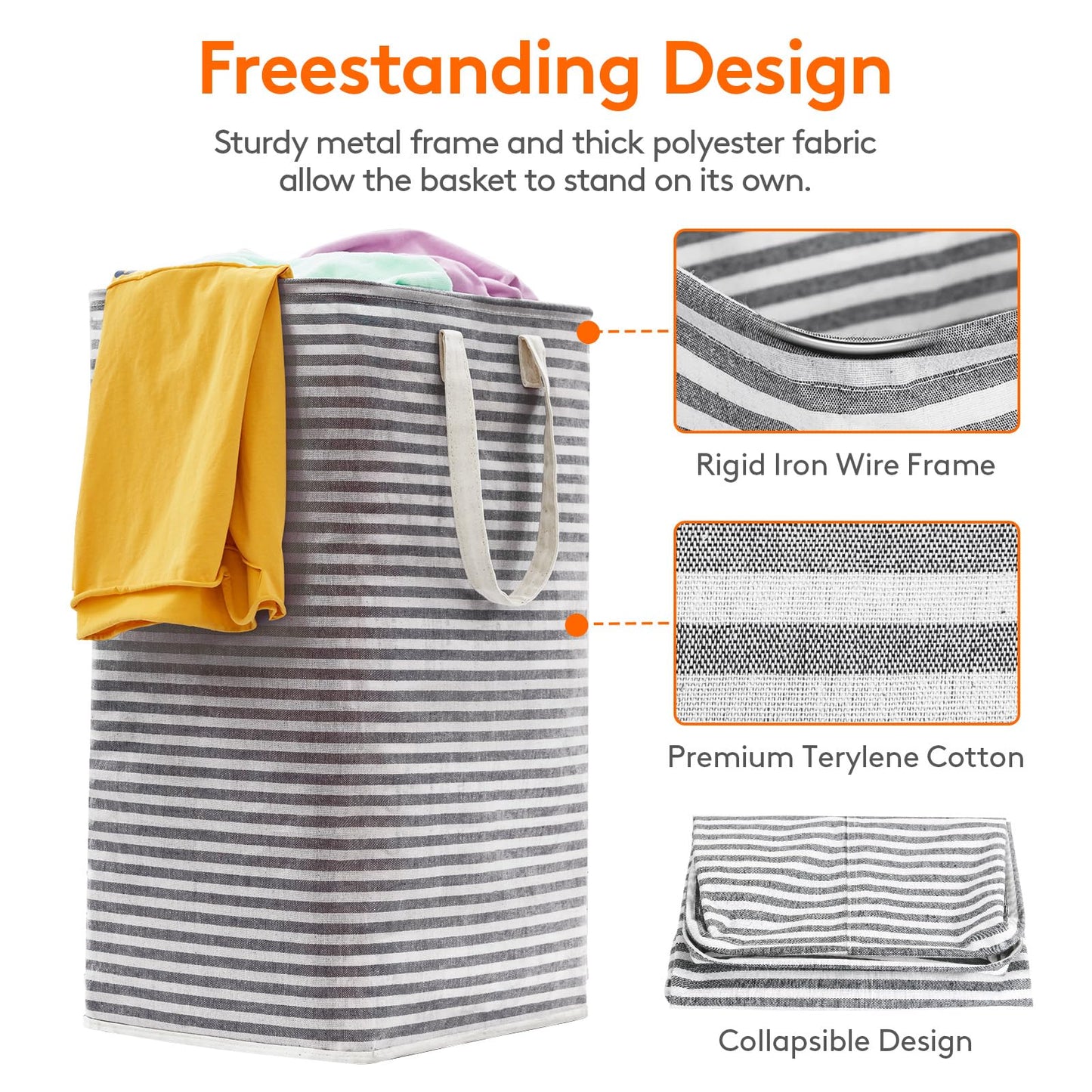 Lifewit 3 Pack Laundry Basket 80L Each, Collapsible Clothes Hamper with Reinforced Handles, Freestanding Waterproof Design for Bedroom and Laundry Room, Black 240L Total