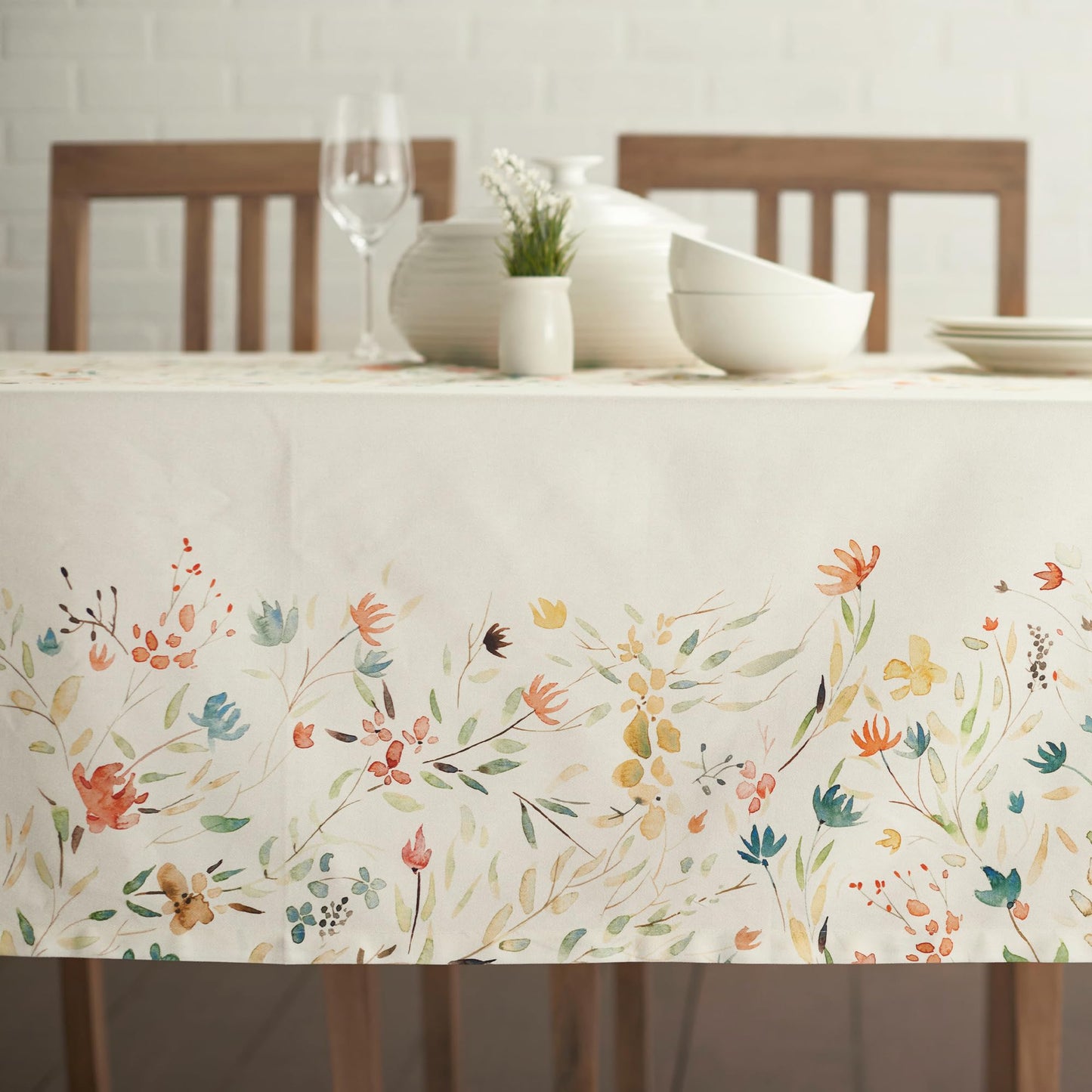 Maison d' Hermine Table Cloth Square Table 100% Cotton 54 x 54 Inches Tablecloth Reusable Decorative Everyday Use for Dining Room, Farmhouse, Home, Party, Festive & Wedding Spring Summer - Colmar