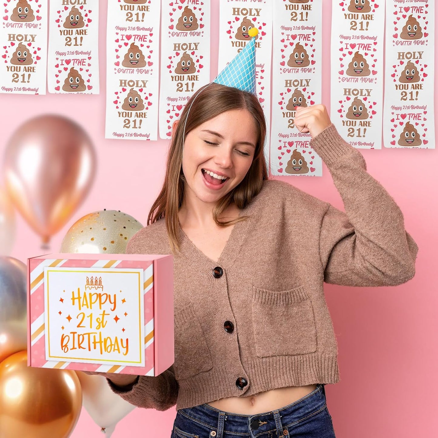 Skiennix 21st Birthday Gifts for Her | Unique & Funny 21-Year-Old Gift Set - Wine Glass, Candle & Makeup Bag