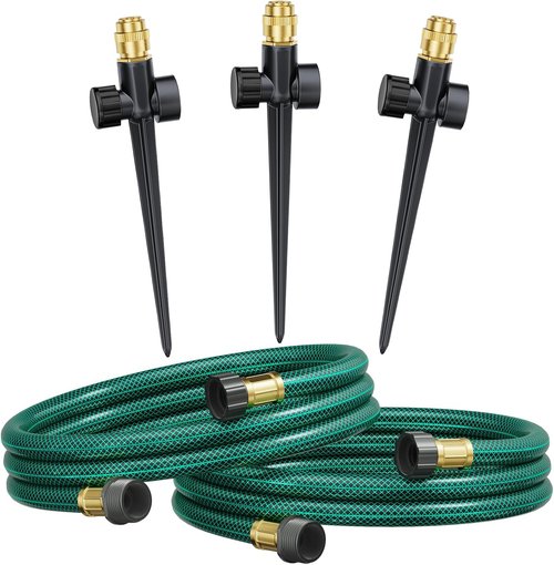 FANHAO Garden Sprinkler System - Adjustable 360° Coverage for Lawn, Patio & Flower Beds