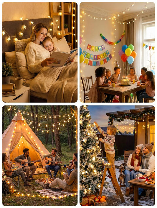 syosupviry Star String Lights Plug in,39ft 100LED Fairy Lights with Remote, Hanging Star Decorations Lights Waterproof for Indoor Outdoor Bedroom Classroom Dorm Kids Tent Party Decor,Warm White