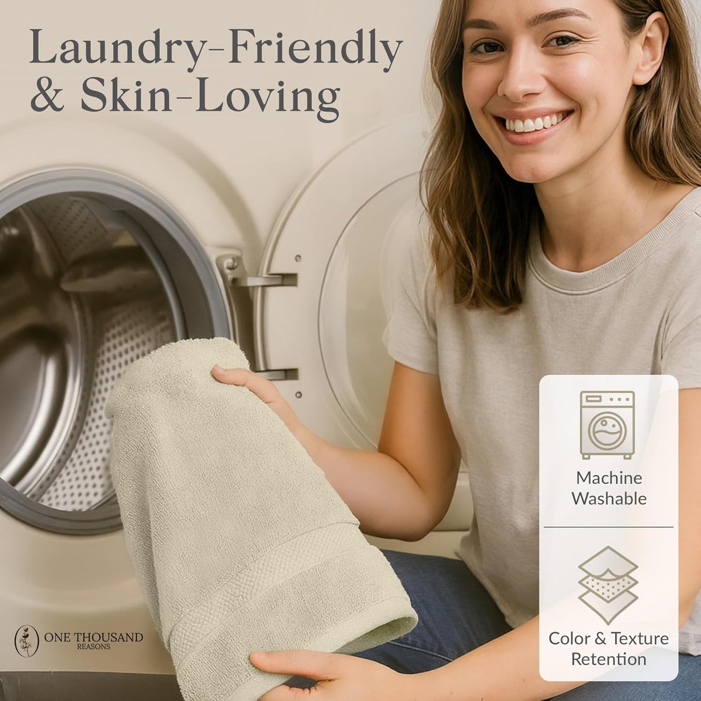 Premium Staple Cotton Bathroom Towel Set - Luxury 6-Piece Beige Bath Towels | High Absorbent & Quick Dry