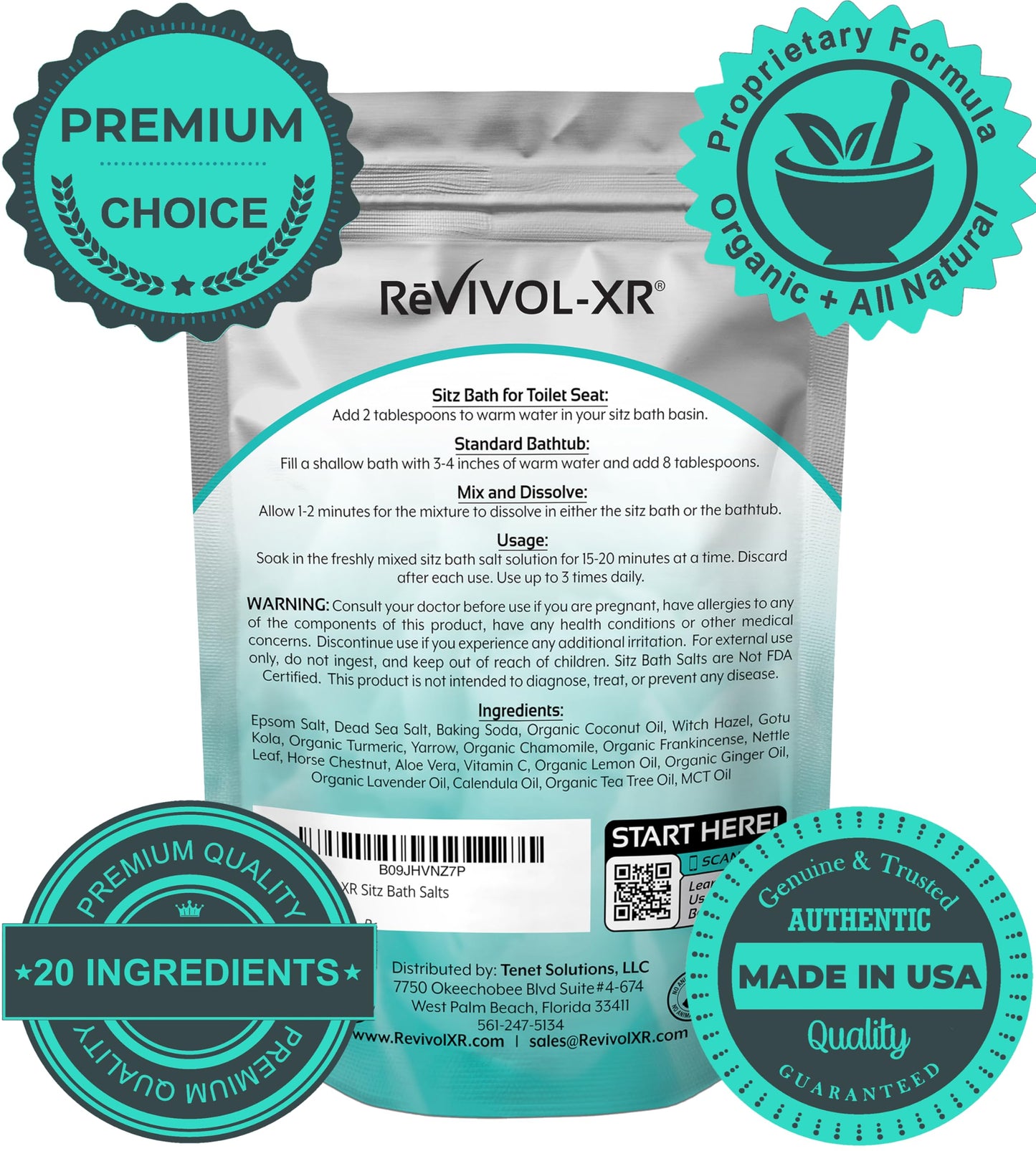 Sitz Bath for Hemorrhoids Soothing 20-in-1 Salts Mix + E Oils, 15 Soaks Concentrate for Toilet Seat Basin – Comfort Relief, Made in USA with Premium Natural Ingredients Including Aloe & Epsom Salts
