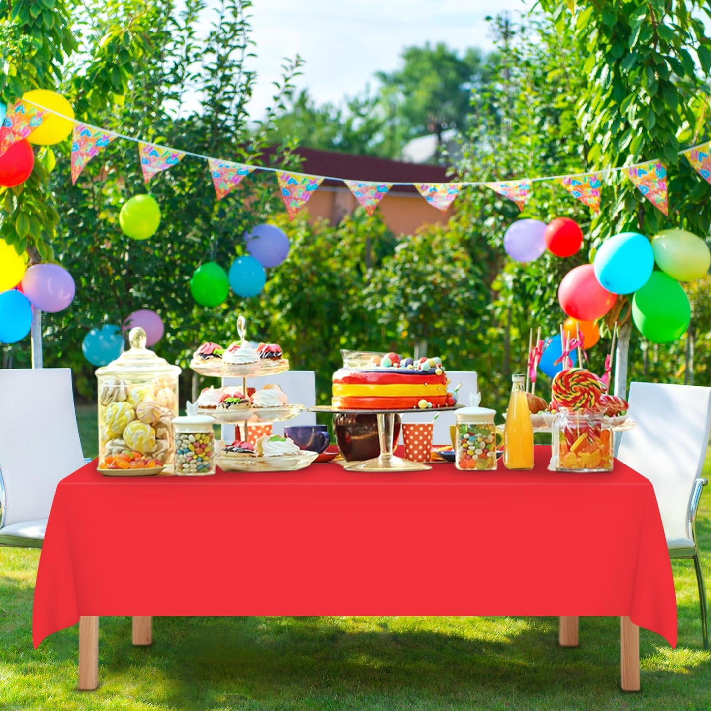 Mulbozy 2 Pcs Red Plastic Tablecloth for Rectangle Table, 54 × 108 inches Disposable Red Party Table Covers for Birthday, Anniversary, Wedding, Fine Dining, Graduation Party Decoration…