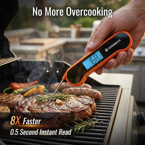 Instant Read Meat Thermometer - Skiennix Digital Kitchen Thermometer with ±0.5℉ Precision | Orange Color
