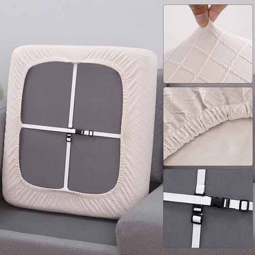 Fuloon Waterproof Sofa Cushion Covers - 3 PCS Stretch Slipcovers for Armchair & Loveseat | Pale Beige