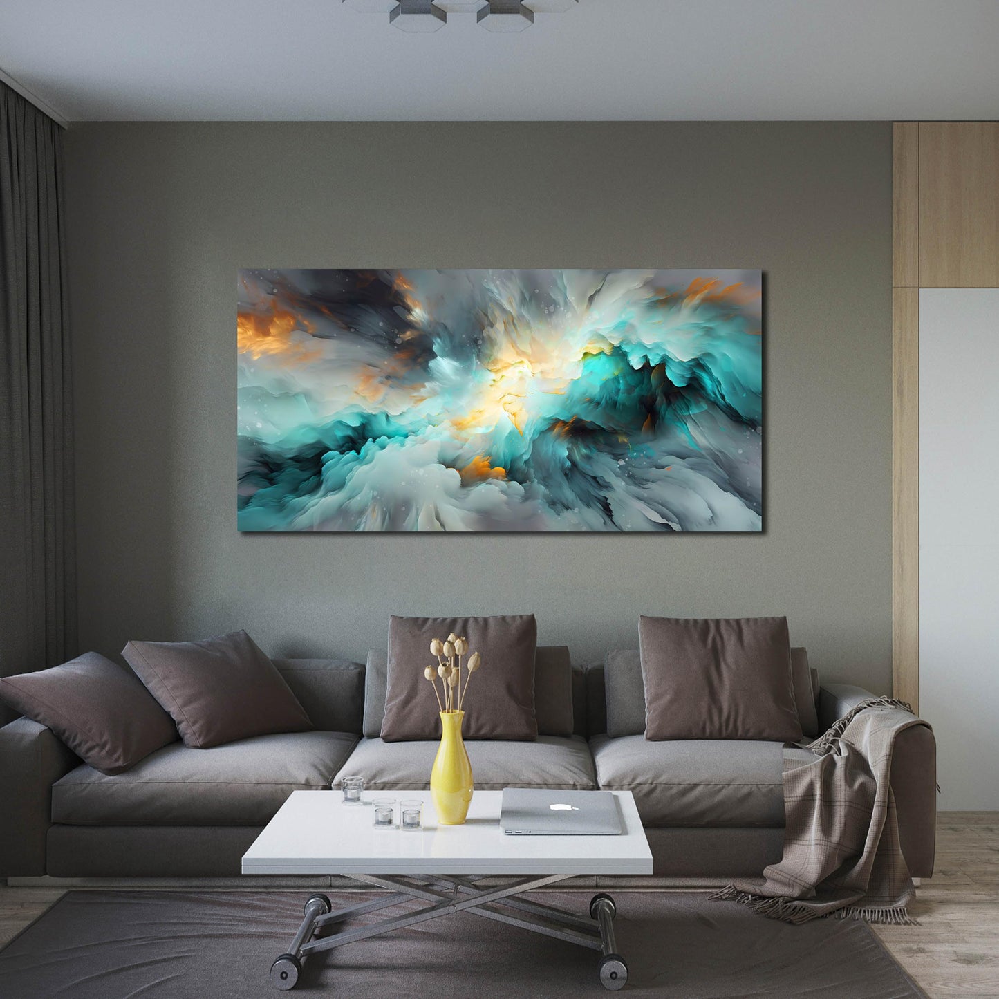LAOTOART Snowy Mountain Wall Canvas Art for Living Room - Natural Landscape Art Work for Office Walls - Teal Bedroom Wall Decor Above Bed Size 24" x 48"