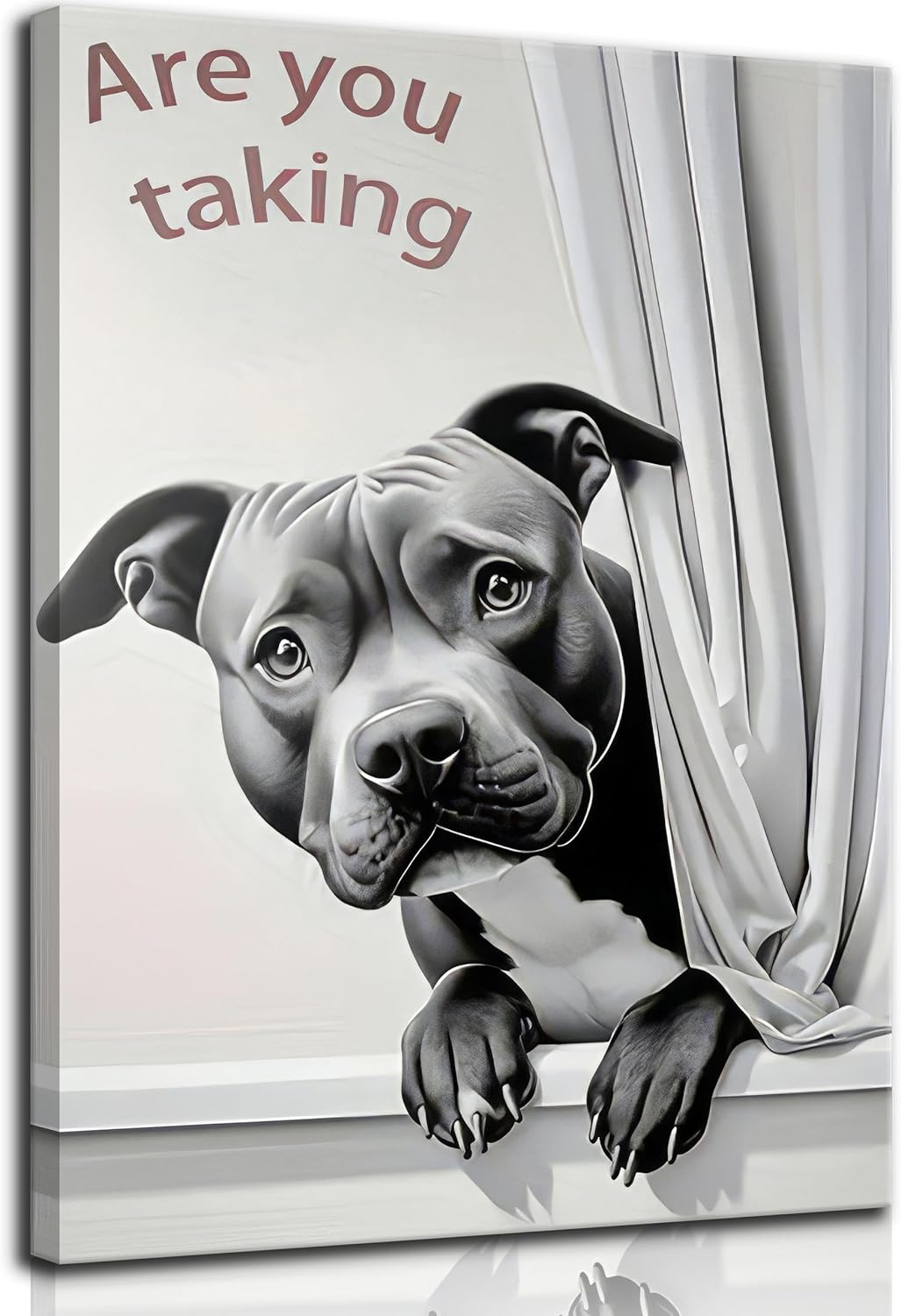 KADEYEE Funny Dog Wall Art - French Bulldog Peeking Into Toilet | Black & White Bathroom Decor, 12x16 Inch Framed Print