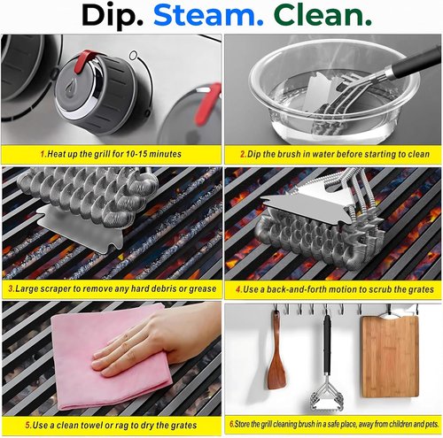 Bristle-Free Grill Brush by [Brand Name] - 18’’ BBQ Cleaner with Safe Spiral Head & Stainless Steel Handle | Perfect for Gas, Charcoal, and Weber Grills