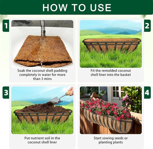 Coco Fiber Liners by [Brand Name] - Pre-Formed Replacement for Planters & Window Boxes | 36in, 2-Pack