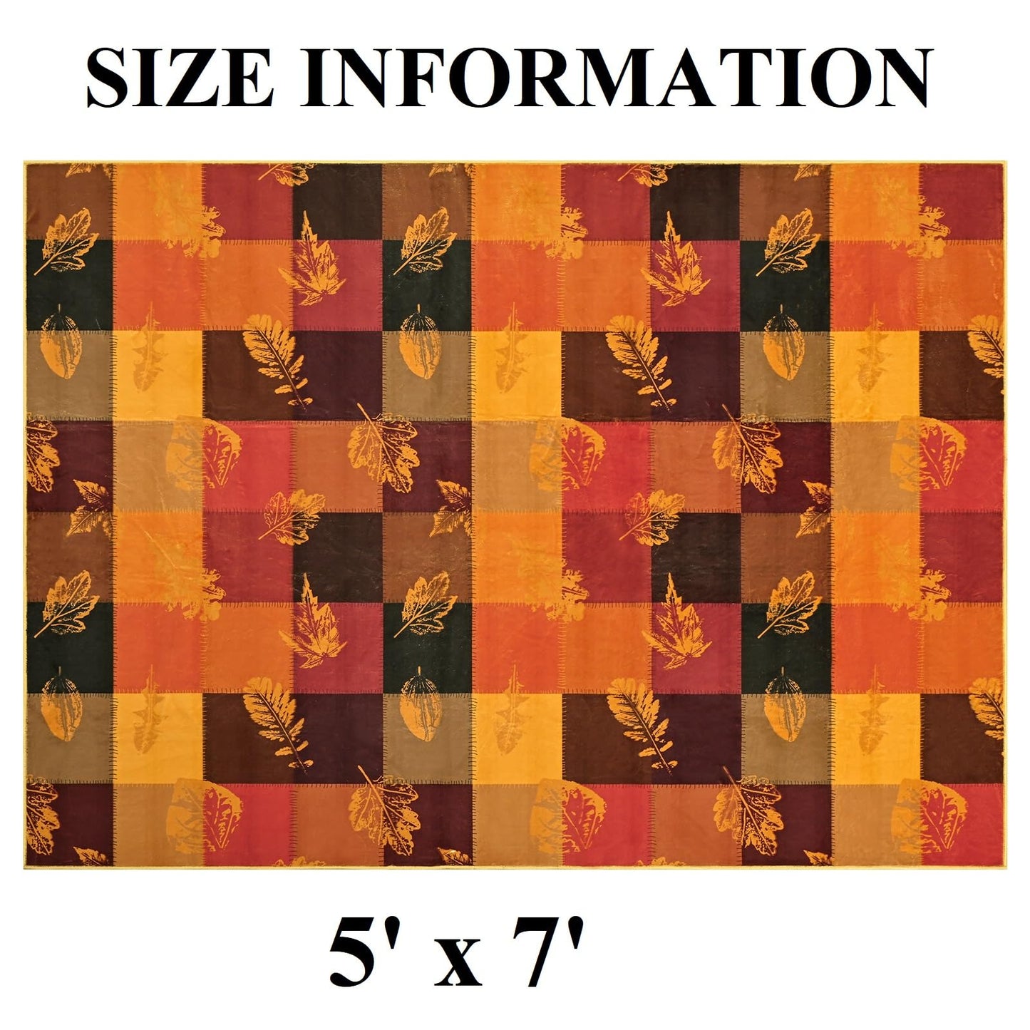 ASPMIZ Fall Area Rug 5x7 Washable Rugs for Living Room, Soft Faux Wool Thanksgiving Bedroom Rugs Non Slip Orange Maple Leaf Floor Carpet Low Pile Large Throw Rug for Dining Room Home Office Decor