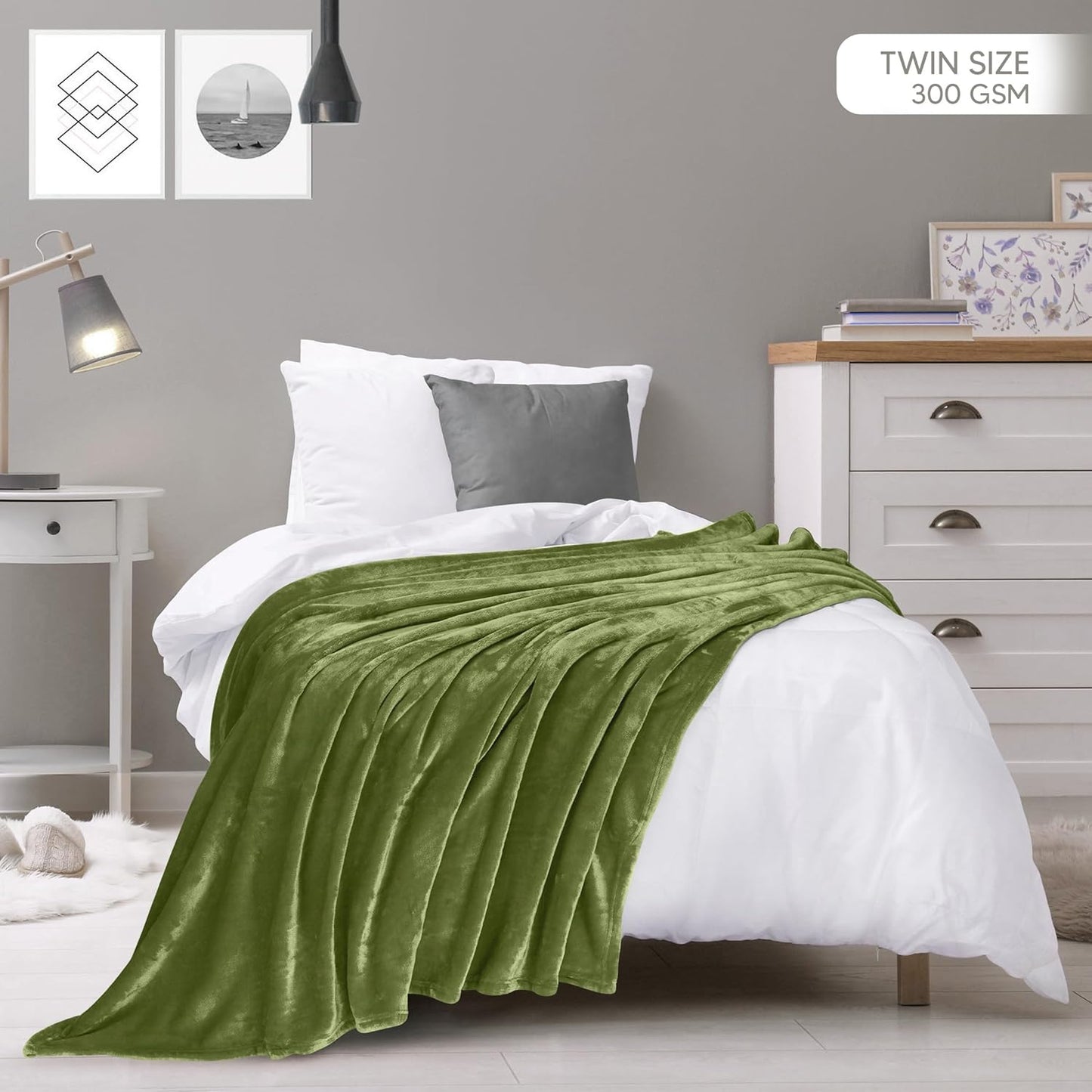 Utopia Bedding Fleece Blanket - Ultra Soft & Warm Twin Size Olive (60x80 Inches) | Cozy All-Season Home Decor Gift
