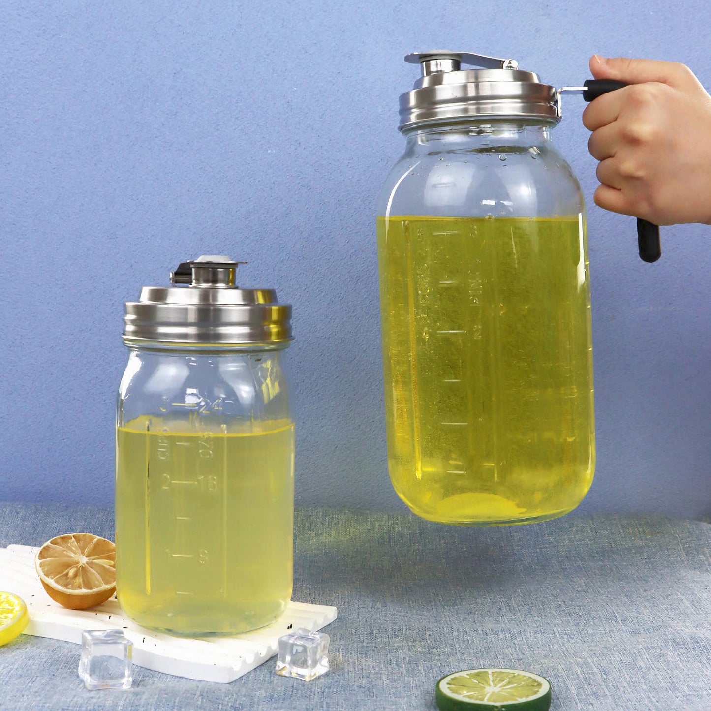 Stainless Steel Mason Jar Lids with Rubber Gasket and Handle,Mason Jar Lids for Wide Mouth,Bottle Cover for Cold Brew Grain Screw Cans Caps (Jars Not Included) (2)